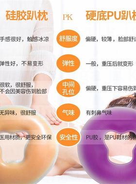 美容院美容床趴枕按摩护脸枕垫硅胶俯枕美容脸垫无痕趴枕U形圆型