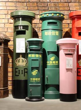 酒吧复古邮筒信箱摄影道具邮箱服装店摆件英伦铁艺特大号模型邮政