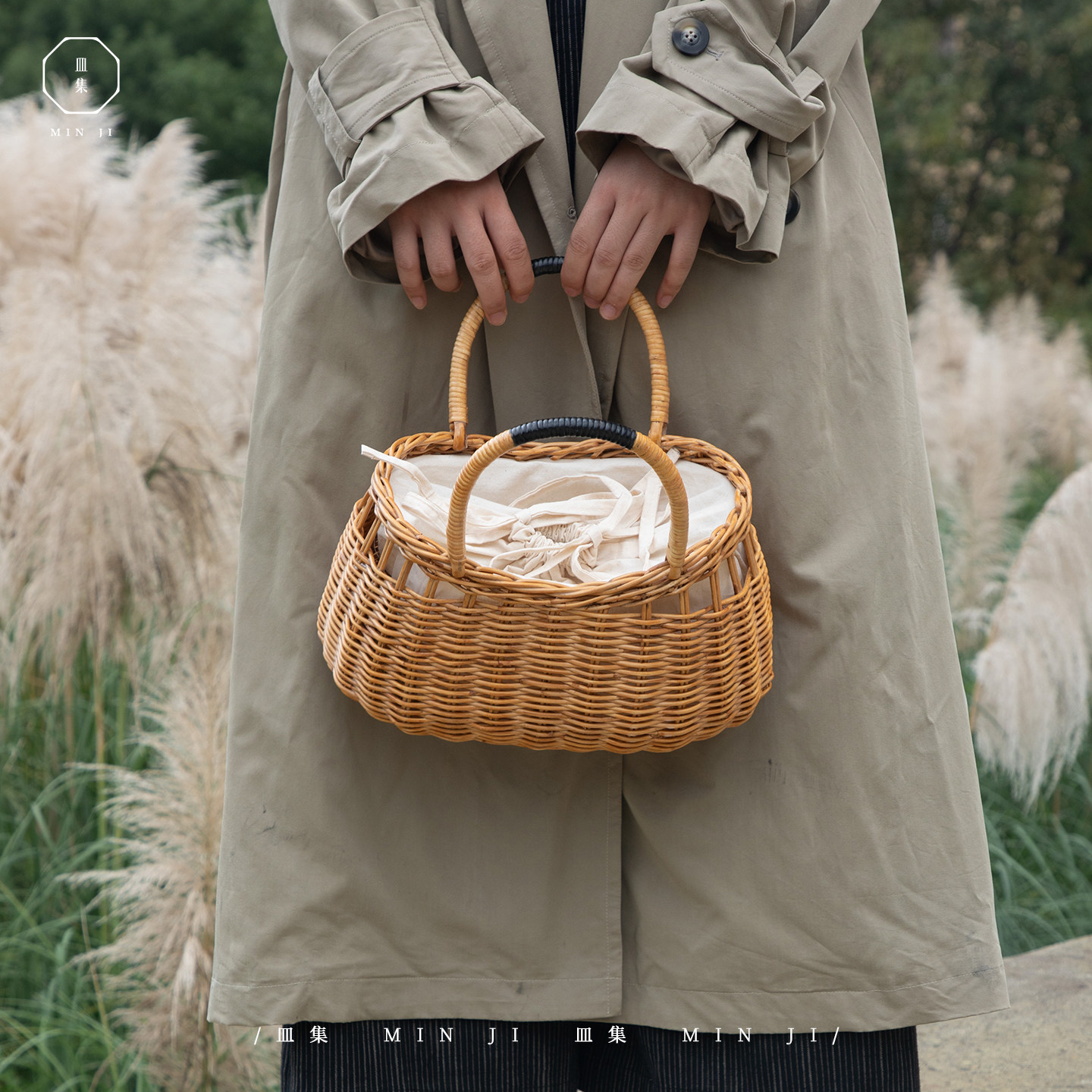 叕木皿集|蔓语提手篮\植物真藤手工编织装饰收纳篮创意藤编手提包,淘宝优惠券,粉丝福利购,淘宝优惠卷