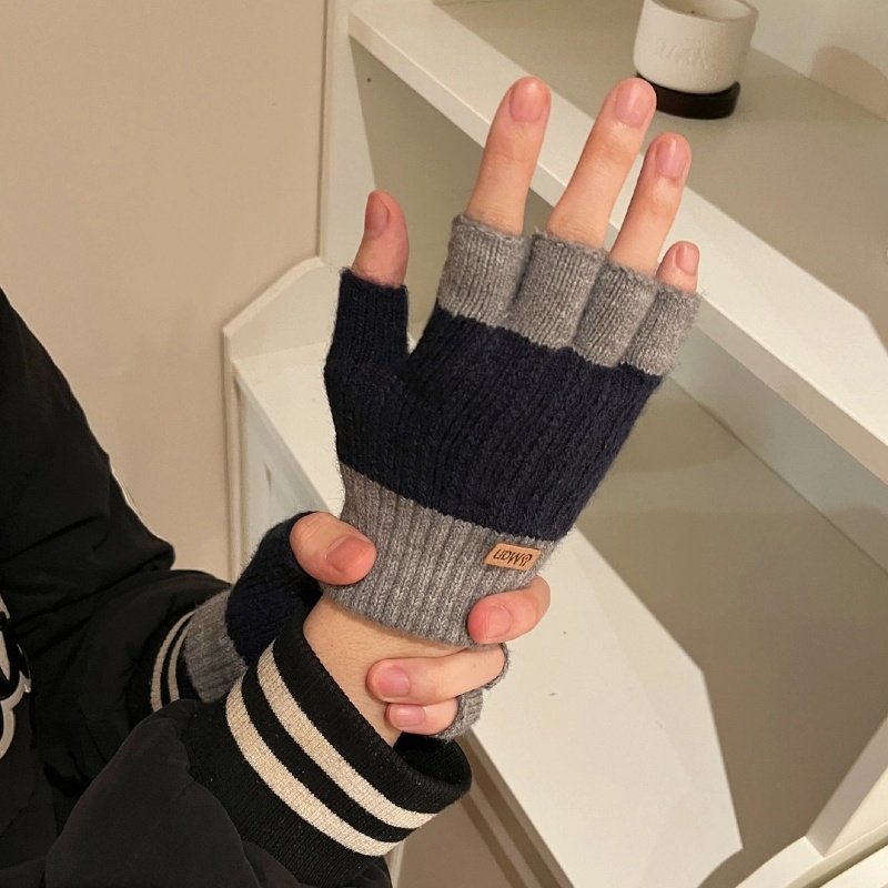 保暖毛线半指手套男女秋冬季加厚防寒风手套办公骑行写字漏指手套,淘宝优惠券,粉丝福利购,淘宝优惠卷