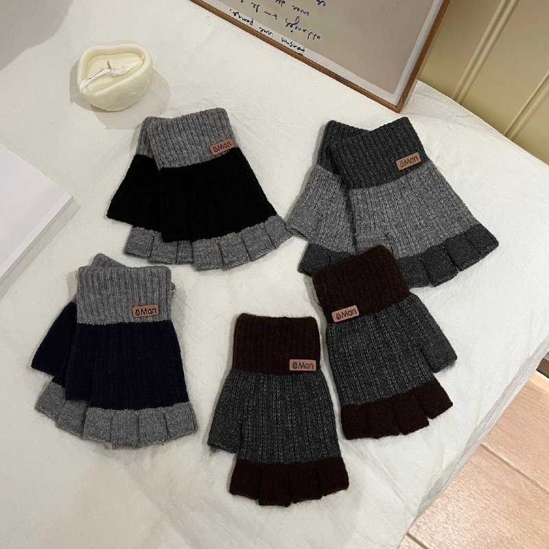 保暖毛线半指手套男女秋冬季加厚防寒风手套办公骑行写字漏指手套,淘宝优惠券,粉丝福利购,淘宝优惠卷