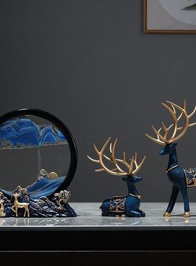 新中式流沙画创意沙漏3D艺术解压摆件高档家居酒柜客厅房间装饰品
