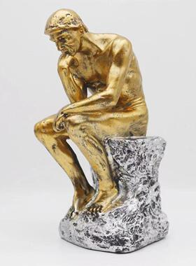 复古创意思考者人物雕像家居摆设客厅书房电视柜办公桌面摆件高级