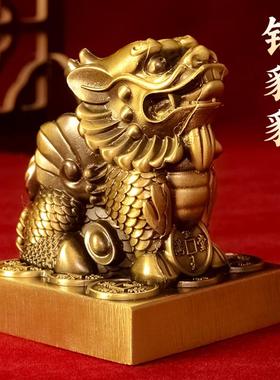 铜貔貅摆件招财一对公母纯黄铜貔貅皮丘貔犰家用客厅店铺开业礼品