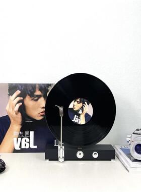 现代轻奢立体式复古留声机黑胶唱片机模型摆件别墅样板间装饰品