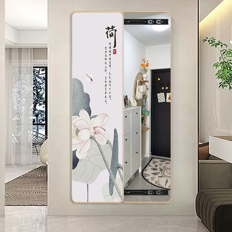 海纳百川新中式可关闭隐藏式穿衣镜全身镜装饰画隐形试衣遮挡镜子,淘宝优惠券,粉丝福利购,淘宝优惠卷