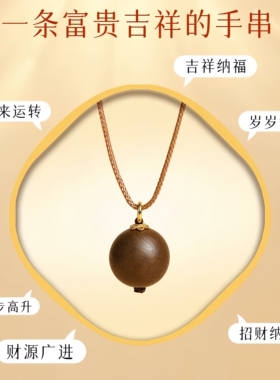 天然奇楠沉香吊坠项链女款新中式招财转运珠锁骨链木质文玩毛衣链