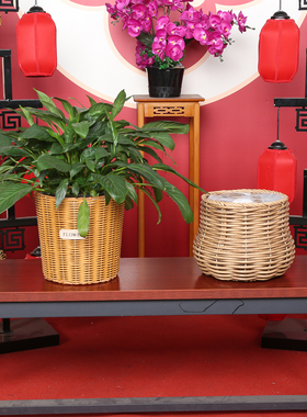 仿藤编织草编藤编花盆大号花篮客厅龟背竹龙血树绿植装饰收纳篮盆