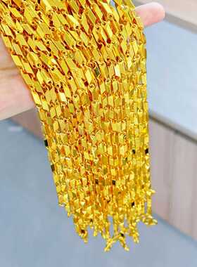 复古男士车花麦子项链沙金饰品仿真金招财显贵霸气老板大金链配饰