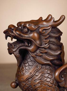 纯手工纯铜紫铜财富麒麟一对办公室乔迁开业工艺礼品家居玄关摆件