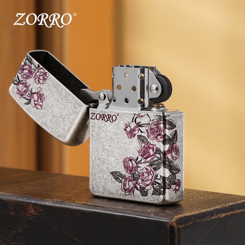 ZORRO佐罗热恋玫瑰煤油防风打火机古银七夕情人节送男朋友礼物,淘宝优惠券,粉丝福利购,淘宝优惠卷