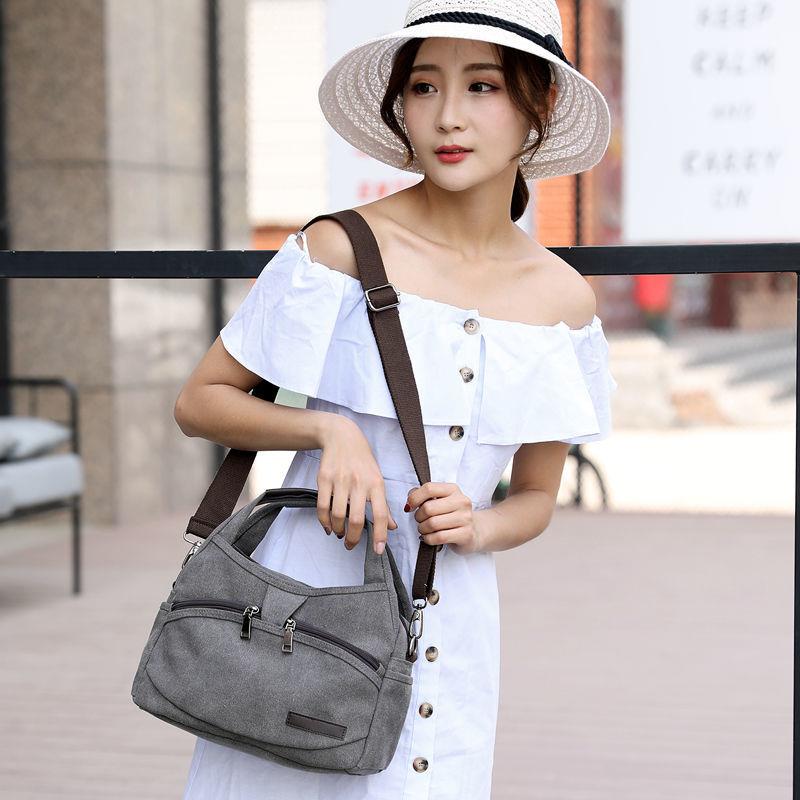 2022新款单肩包女包韩版手提包小包简约时尚大容量斜挎包帆布包袋 - 图2