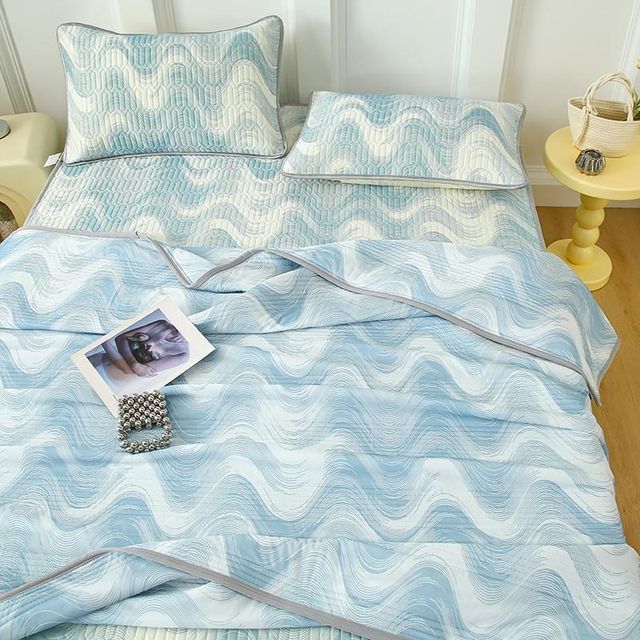 Latex Cool Mat Four-Piece Set Bedding M Style Summer Ice Silk Mat Bedding Sheet Style Student Dormitory Three-Piece Set Bedding Sheet Summer