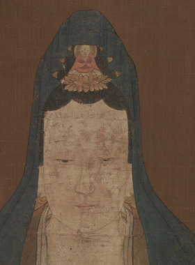 唐阎立本观音像立轴复古书画竖幅