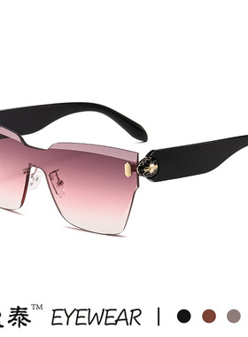 日本品质2025新款蛇头无框切边连体时尚太阳镜INS风网红街拍防晒
