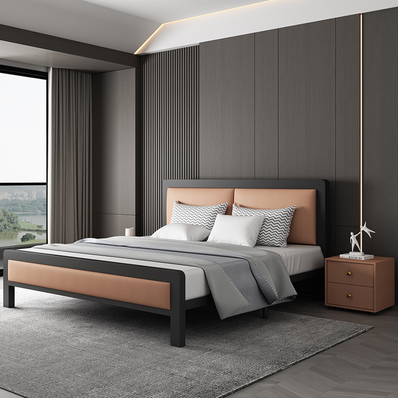宜家铁艺双人床1.8米简约现代加固加厚环保床公寓出租房1.5米单人