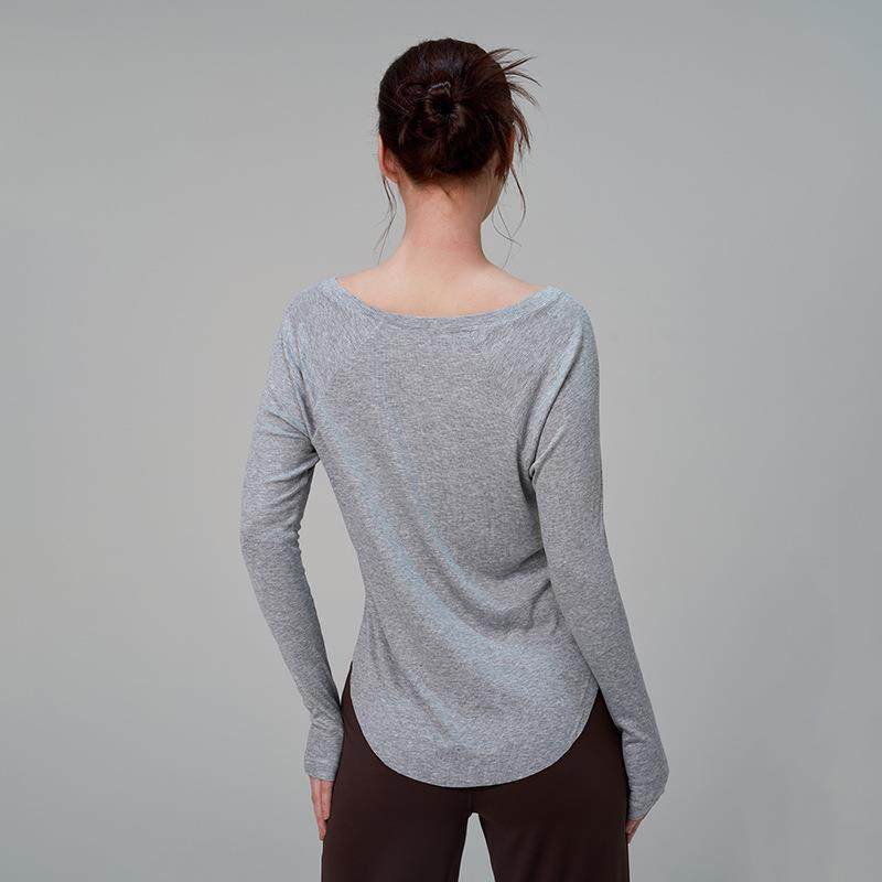 秋季新款莫代尔宽松瑜伽服女性感露肩瑜伽上衣休闲垂感运动长袖,淘宝优惠券,粉丝福利购,淘宝优惠卷