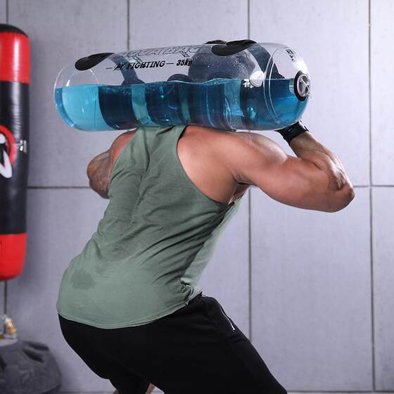 Transparent cylindrical weight-bearing fitness water bag water-filled energy bag weightlifting dumbbell fitness sports training weightlifting equipment