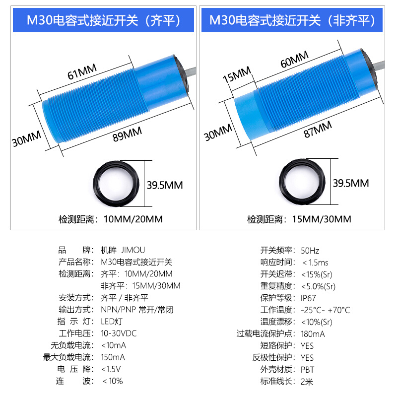 M30电容式接近开关CG2T-P3015N-O3A2液位料位传感器料线探头厂家-图2