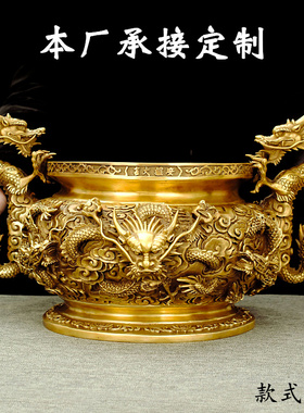 热销纯铜九龙香炉摆件大号家用客厅装饰仿古熏香炉室内中式佛堂工