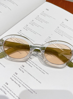 欧洲站欧美时尚粗框椭圆形太阳眼镜男复古小众撞色墨镜街拍可配近