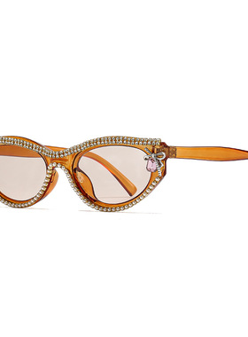 欧洲站新款欧美猫眼太阳镜墨镜高级感时尚女款镶钻装饰蝴蝶太阳眼