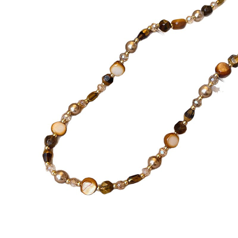 日本品质小众复古串珠虎眼石美拉德项链女款2025新款锁骨链大气高 - 图3