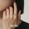 Sutu 925 Silver Twist Flower Ring Simple Temperament Niche