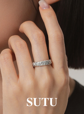 纯银拉丝编织戒指小众简约指环