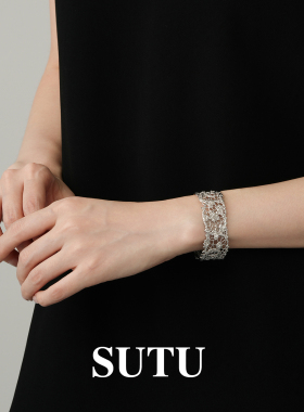 素图蕾丝手镯女925银小众高级感