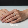 Sutu 925 Silver Twist Flower Ring Simple Temperament Niche