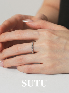 素图女925银百搭气质小众戒指女