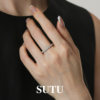 Sutu 925 Silver Twist Flower Ring Simple Temperament Niche