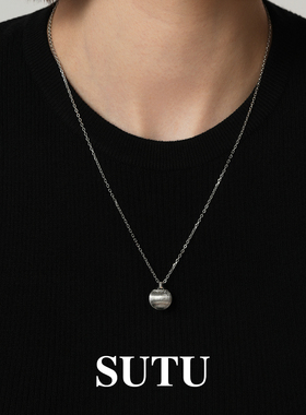 素图拉丝银球925银锁骨链简约女