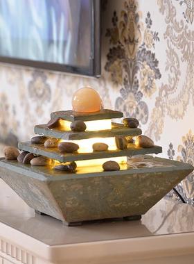 风水球石头流水摆件喷泉转动球室内开业乔迁送礼办公室雾化加湿