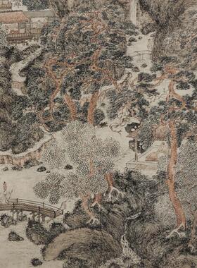 沈周仿王蒙鹤山樵笔法山水立轴