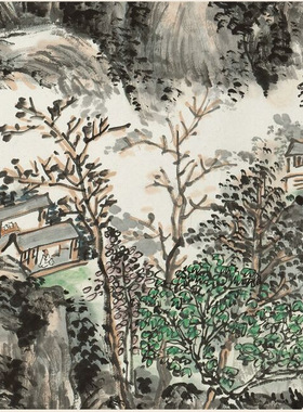黄宾虹白云半缕出松岩图中式字画