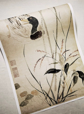 11明陈淳秋塘花鸭图真迹复制品