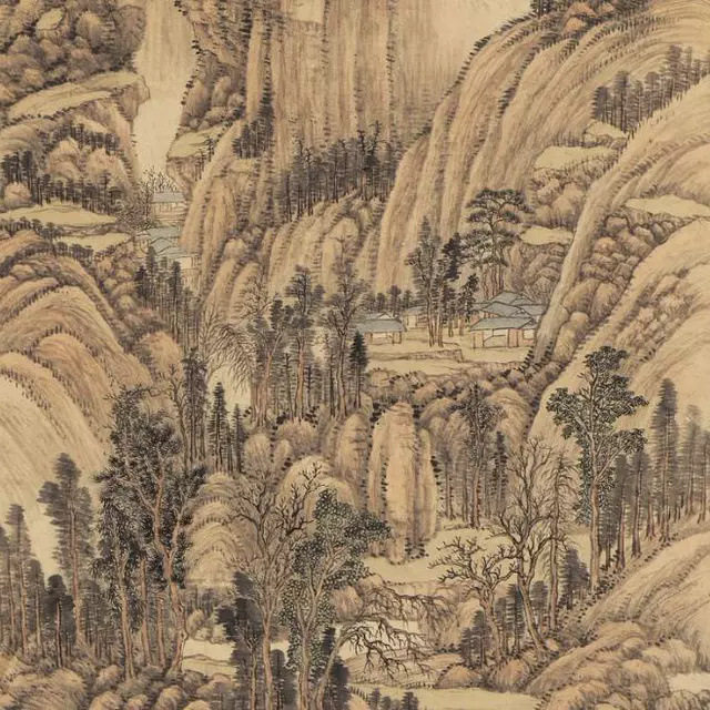清王翚良常山馆图天津博物馆传统山水画微喷复制品临摹稿装饰挂画