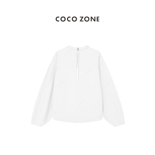 COCO ZONE 2023新款纯色立领长袖后中拉链款时尚卫衣  23C29156 - 图0