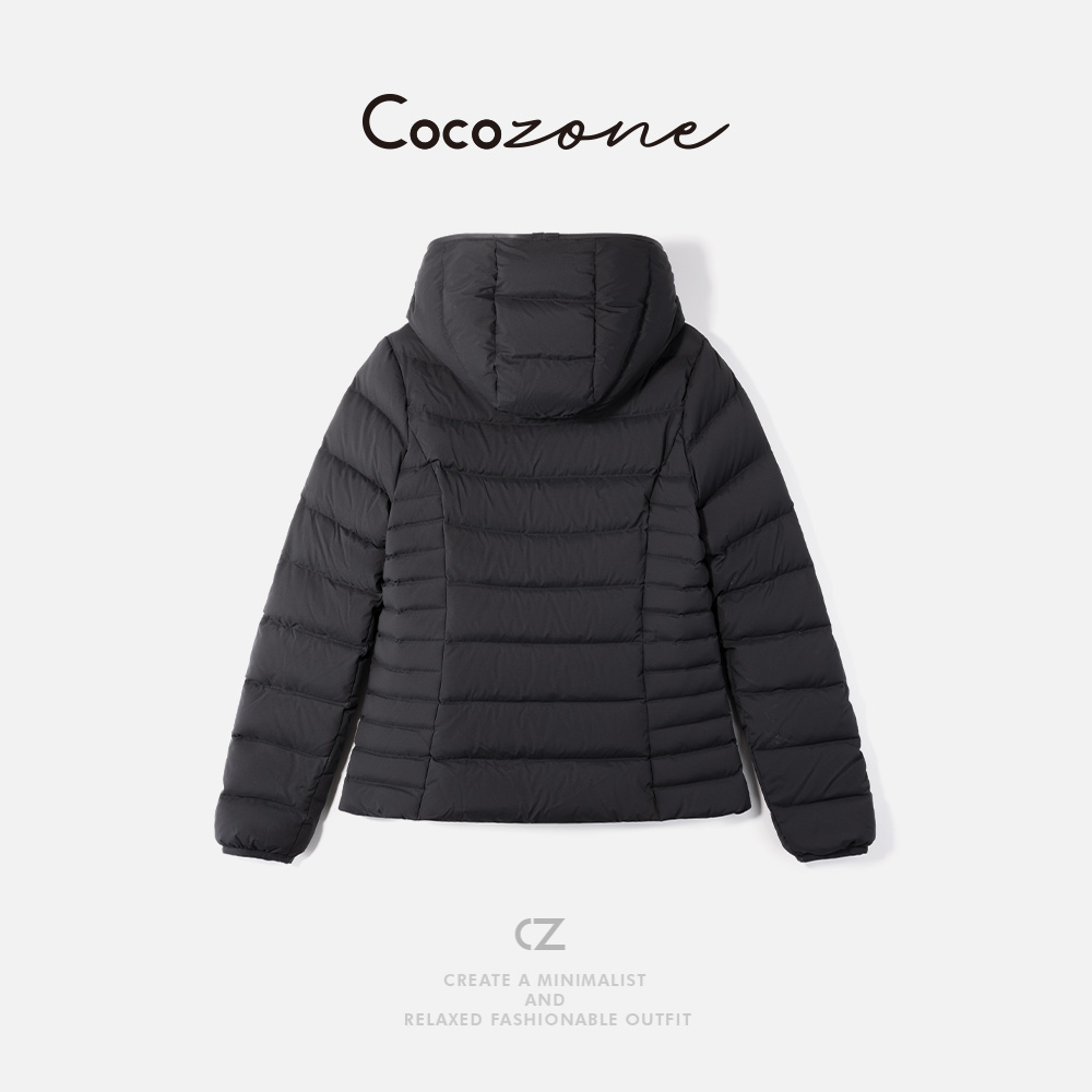 COCO ZONE 刘11 连帽简约拉链包边舒适感鹅绒服 CD2A2538 - 图0