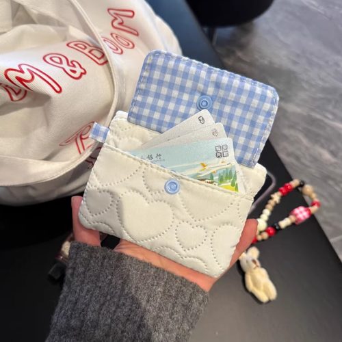 新款ins拉链卡包化妆包多功能纽扣零钱包证件杂物便捷收纳耳机包 - 图1