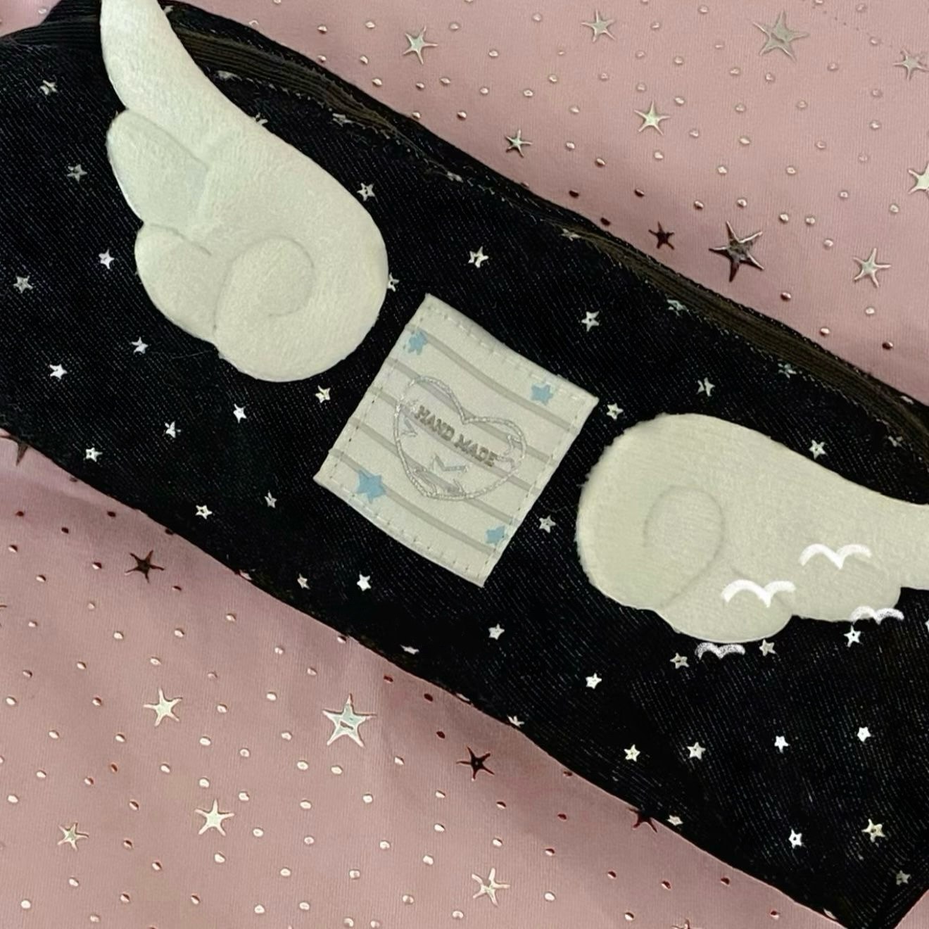 2025新款烫银星星笔袋简约高颜值ins风初中女学生文具收纳袋小众,淘宝优惠券,粉丝福利购,淘宝优惠卷