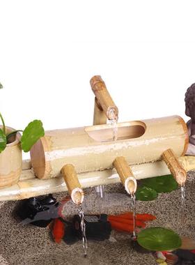 水缸造景摆件流水器循环大鱼缸瀑布造景养鱼水泵小型过滤竹子景观