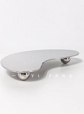 一匚不锈钢镜面托盘几何软装售楼部样板间客厅置物架收纳摆件