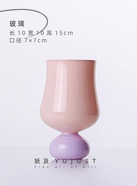 妖及现代女儿房花艺样板间酒店梦幻粉色花器羽毛少女艺术花束摆件