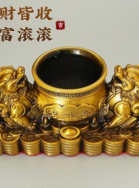 铜貔貅摆件一对公母客厅聚宝盆聚财阵招财生财店铺公司卧室前台