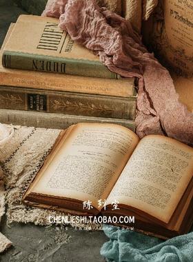 复古怀旧文艺硬皮精装外文英文旧书老书古董书欧式装饰摆件道具书