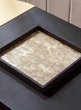 现代极简风商务公寓样板间会所软装饰品高级感黑白马毛大托盘摆件