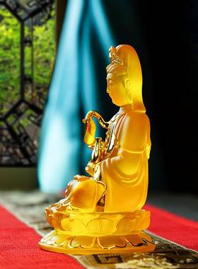 精品工艺水琉璃观音菩萨佛像家用供奉居家佛堂观世音菩萨摆件结缘